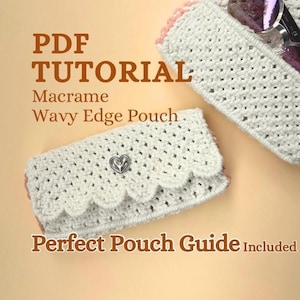 Macramé-etui met golvende rand, pdf-bestand | Boho geschulpt clutchpatroon (digitale download)