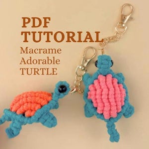 Tutorial de llavero de tortuga de macramé / Patrón de colgante para bolso (Descarga digital)