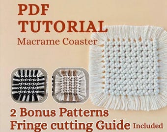 Patrón de posavasos de macramé en PDF, tutorial para principiantes, 3 diseños (descarga digital)