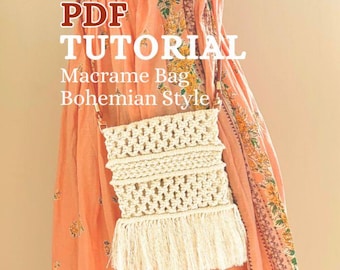 Macrame Bag Pattern PDF, Beginner-Friendly Boho Purse Tutorial