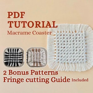 Patrón de posavasos de macramé en PDF, tutorial para principiantes, 3 diseños (descarga digital)