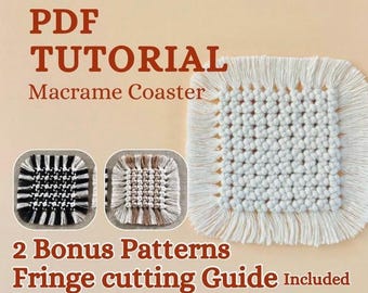 Patrón de posavasos de macramé en PDF, tutorial para principiantes, 3 diseños (descarga digital)