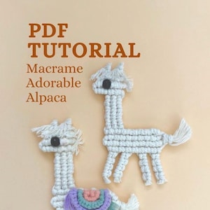 Brelok do kluczy z makramy z uroczym wzorem alpaki (lama) • Pobierz plik PDF • Rzemiosło dla początkujących ze zwierzętami