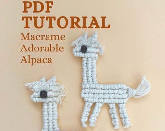 Macrame Keychain charm Adorable Alpaca (Llama horse) Pattern • Digital Download PDF • Beginner-Friendly Animal Craft