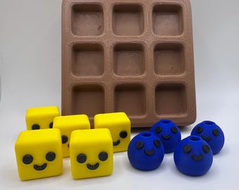 Waffle Tic-Tac-Toe Game Set 3D Printed for fun interactive play on desk or tabletop
