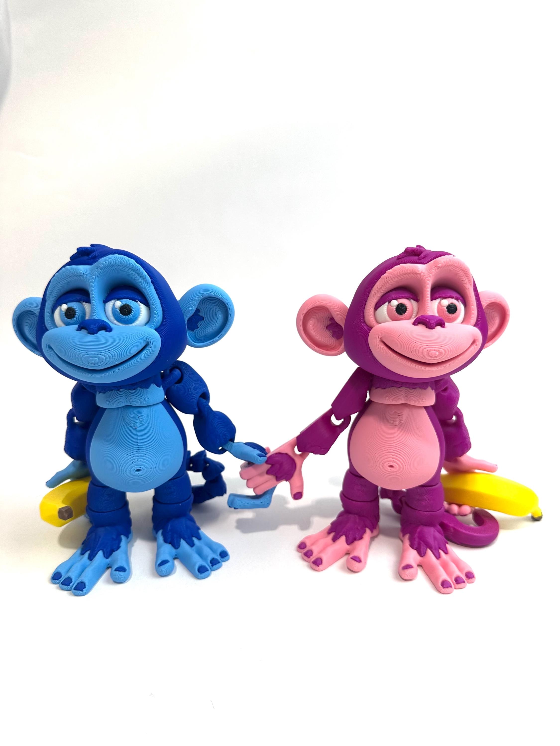 読書好きなお猿ちゃん アーティストベア モンキー アーティストベア ハンドメイド 3D Printed Monkey Couple: Articulated Desk Pets - Pink & Blue - Etsy