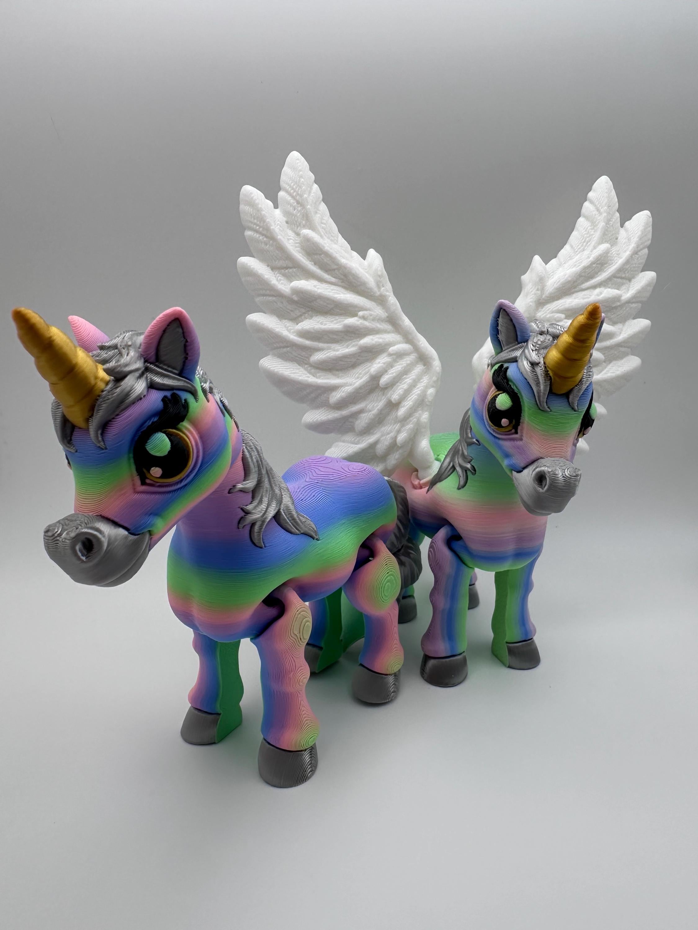 Unicorn & Alicorn Articulated Fidget - 3D Print - Matte Pastel