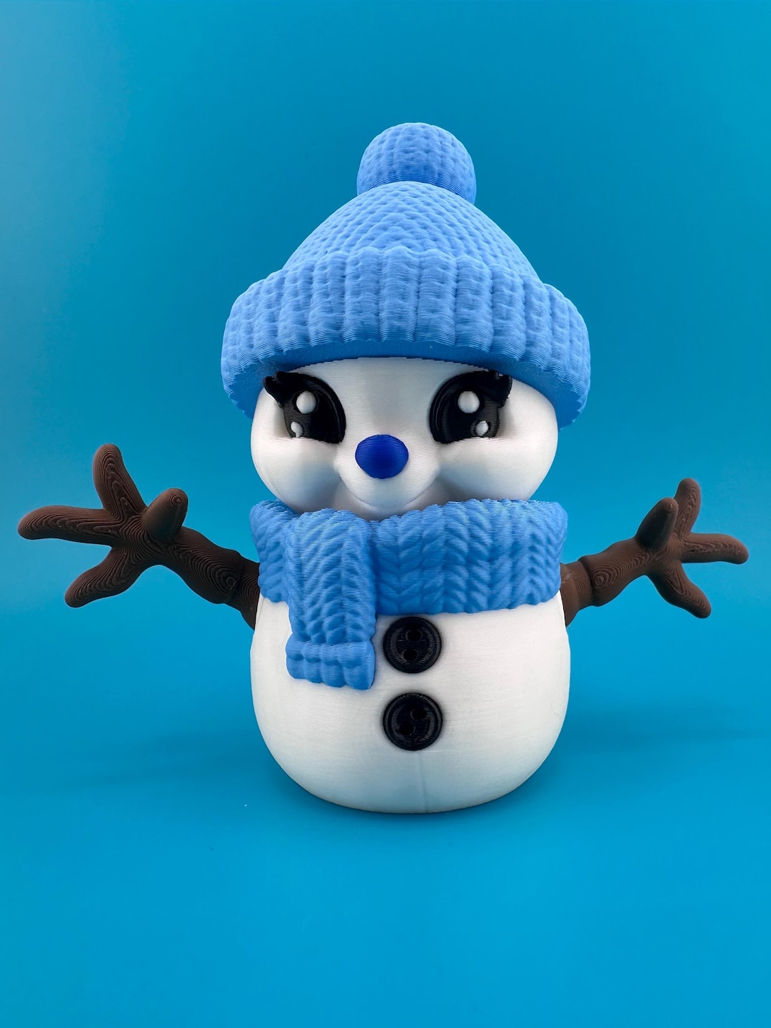 Articulated Snowman Figurine Fidget Winter Christmas Blue Knit Hat ...