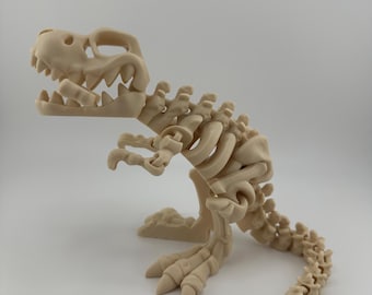 Poseable T-Rex Skeleton Model: 3D Printed Dinosaur Fossil Decor