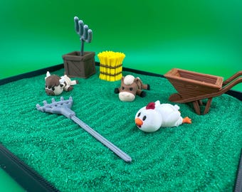 ハンドメイド　48cmダトニオ シャムタイガー　フィギュア　レプリカ　置物 Farm Themed Zen Garden Set for Desk With Animals Tools and