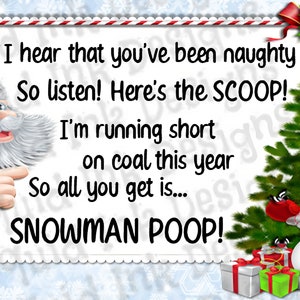 Funny SnowMan Poop Poem to attach to your fun craft!