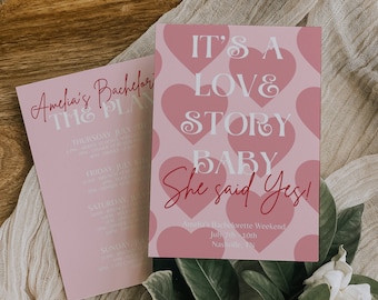 Invitación de despedida de soltera de T Swift: Tema de historia de amor (PLANTILLA)