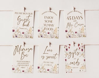 Wildflower Bridal Shower Signs: 12 Sign Template (Digital Download) 004