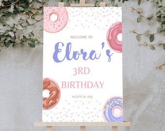 Donut Birthday Welcome Sign Template: Editable Party Decor (Digital Download)