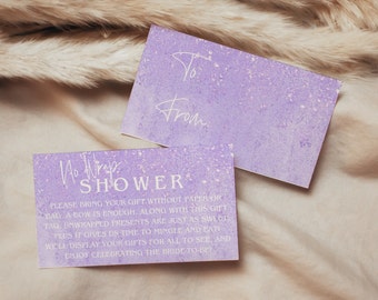 Lavender Haze Bridal Shower Insert Cards: No Wrap Gift Request (TEMPLATE) 016