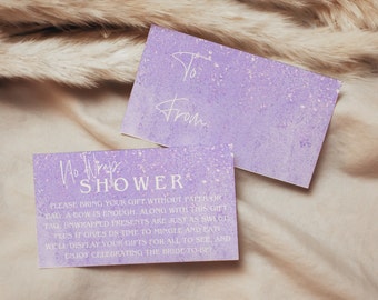 Cartes de douche nuptiale lavande Hazer, cartes d'insertion de douche nuptiale, douche nuptiale sans emballage, douche nuptiale d'inspiration Taylor, modèle, 016