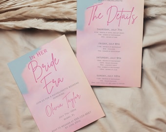 En su invitación de despedida de soltera de la era de la novia, invitación e itinerario de despedida de soltera, invitación de despedida de soltera T Swift, PLANTILLA, 006