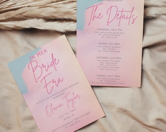 In Her Bride Era Bachelorette Invite, Bachelorette Invite and Itinerary, Taylor Themed Invitation Template, Eras themed Bachelorette, 006