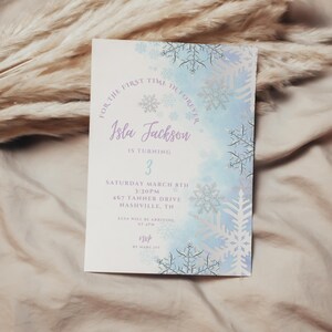 Frozen Birthday Invitation, Winter Wonderland Birthday Party, Girl Frozen Birthday Invite, Snowflake Birthday Invite, TEMPLATE