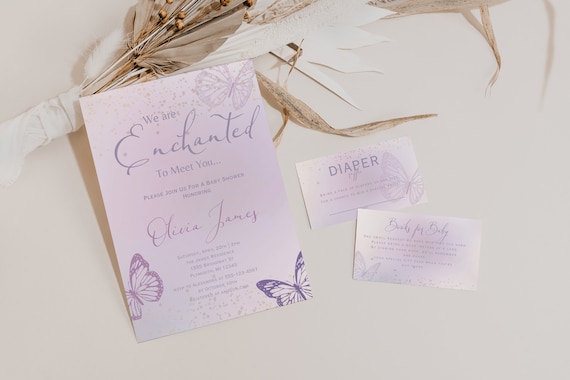 Enchanted to Meet You Baby Shower Invitation, Enchanted Baby Shower Bundle, T Swift Baby Shower, Butterfly Shower, TEMPLATE, 009