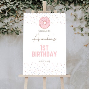 Sweet One Welcome Sign, Donut First Birthday Welcome Sign, Donut Birthday Party, Girls Birthday, First Birthday Welcome Sign, 007