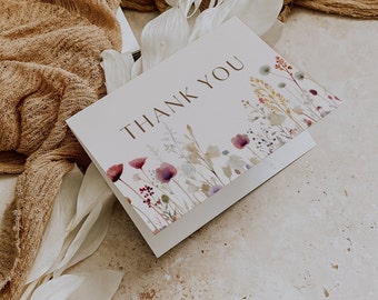 Wildflower Baby Shower Thank You Card Template (Digital Download)