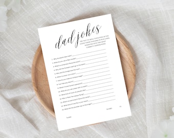 Dad Jokes Baby Shower Game: Printable Template (5x7 & 8.5x11)