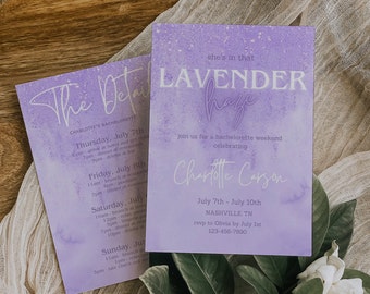 Lavender Haze Bachelorette Invitation Template with Itinerary 016