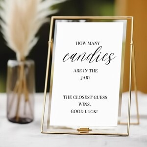 How Many Candy Guessing Game, Minimalist Baby Shower Game, Printable Baby Shower Games, Black and White Baby Shower, Template, 018