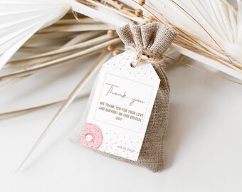 Sweet One Donut Favor Tags: Editable Birthday Template (Digital)