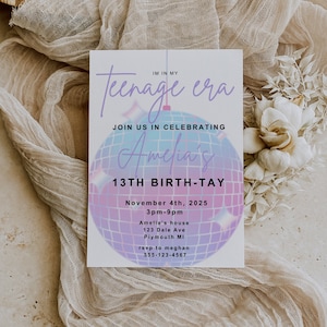 Teenage Era Party Invite, The Eras Tour, Swiftie birthday invite, T Swift birthday invite, printable invite, TEMPLATE