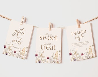 Baby In Bloom Shower Signs: Treat, Gifts, Diaper Raffle (TEMPLATE) 004