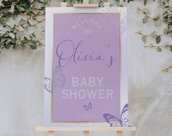 Baby Shower Welcome Sign, Enchanted to meet you, Butterfly Baby Shower, Baby Welcome Sign, T Swift Baby Shower, TEMPLATE, 009