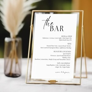 Minimalist Bar Menu, Wedding Bar Sign, Wedding Signature Drink, Wedding Drink Menu, TEMPLATE, 001