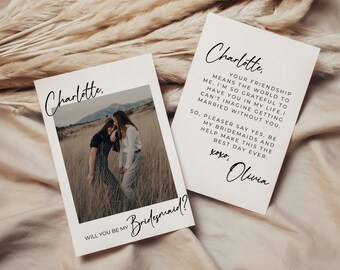 Photo Bridesmaid Proposal Card Template: Maid of Honor Card (Digital Download)