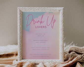 Lover Bridal Shower Drink Menu Sign, Bar Menu Template (Digital Download) 006