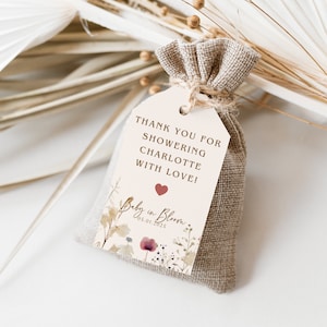 Baby In Bloom Favor Tag Template: Gender Neutral Shower (Digital Download)