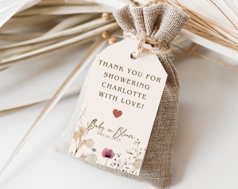Baby In Bloom Favor Tag Template: Gender Neutral Shower (Digital Download)