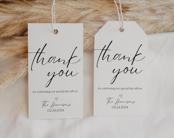 Minimalist Wedding Favor Tags Template: Personalized Thank You (Digital Download)