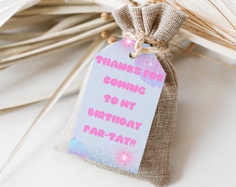 Eras Birthday Thank You Tags: Customizable Party Favor Template