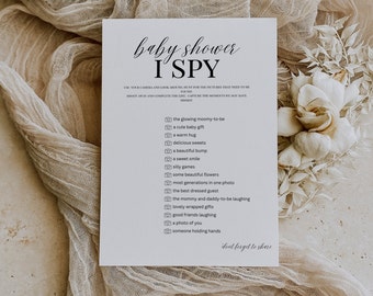 Gioco I SPY Baby Shower, Giochi per Baby Shower, Gioco di caccia fotografica I SPY, Giochi per Baby Shower stampabili, MODELLO per Baby Shower in bianco e nero, 018