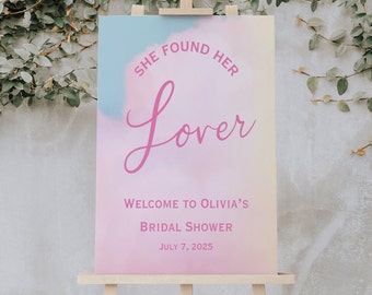 Bridal Shower Welcome Sign Template, She Found Her Lover Party Sign (Digital Download) 006