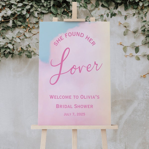Bridal Shower Willkommen Schild Vorlage, sie fand ihr Geliebter Party Schild (digitaler Download) 006