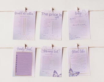 Baby Shower Games Bundle, Enchanted to meet you Baby Shower, Butterfly Baby Shower, T Swift Baby Shower Games TEMPLATE, 009