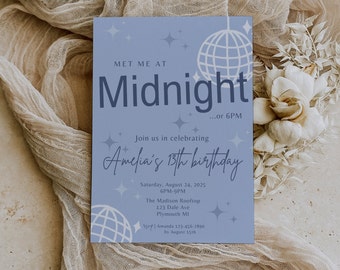 Meet Me At Midnight Birthday Invitation, Taylor Inspired Birthday Invite, Eras Birthday Party Invite, TEMPLATE