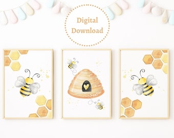 Bee Art Print Nursery | Bee Nursery Wall Art | Bee Nursery Decor Girl | Bee Nursery Prints | Bee Print Nursery | Bumble Bee Nursery