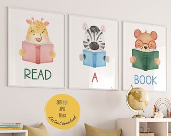 Read Sign for Playroom, Kids Reading Corner, Playroom Reading Nook, School Library Decor, Fun Art for Playroom, Classroom Library Decor