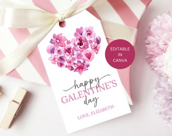 Happy Galentines Day Tags Editable, Galentine's Gift Tag, Printable Favor Tag, Friend Wine Tag Template, Instant Label Digital Download