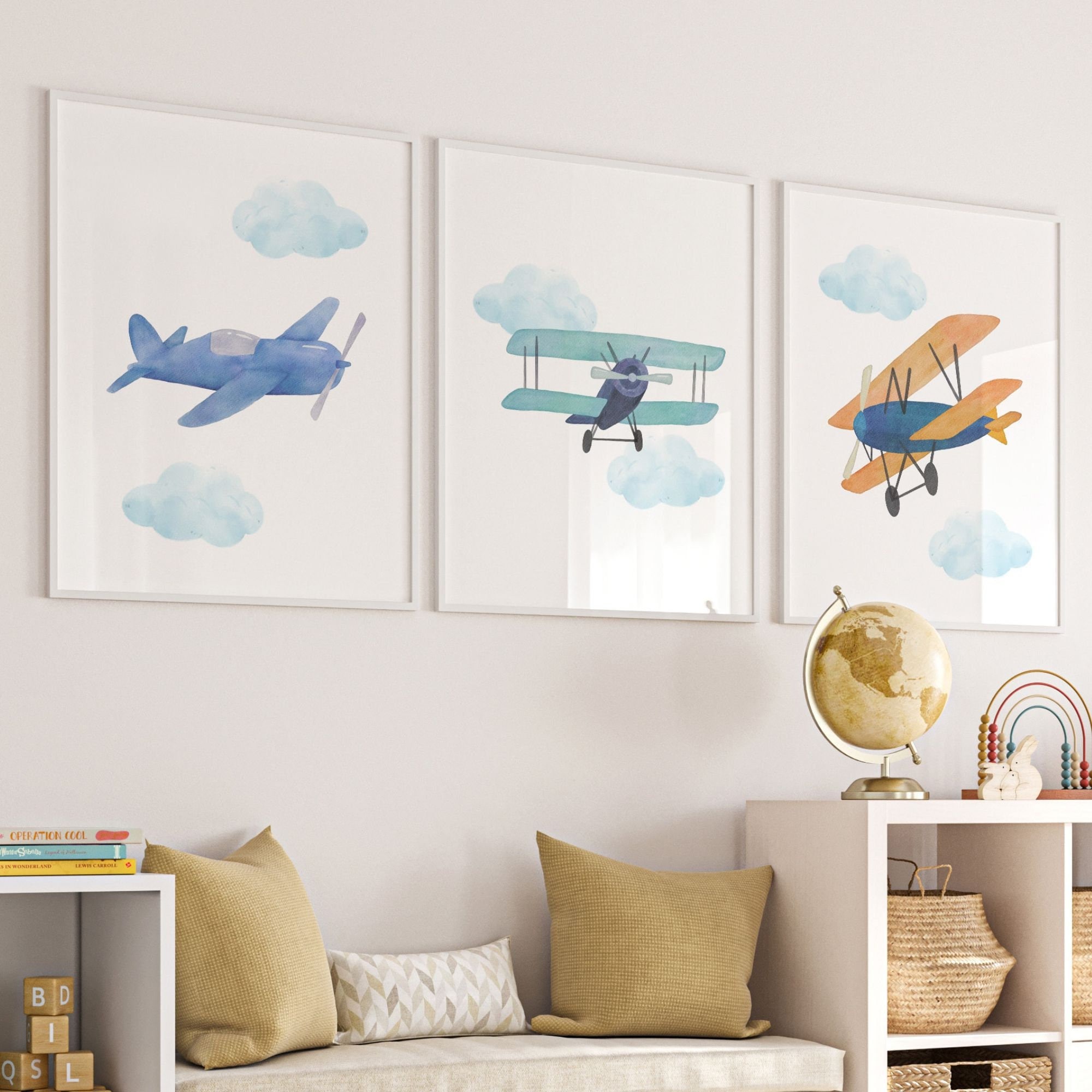 Plane Nursery Prints, Kids Airplane Wall Art, Boys Airplane Decor ...