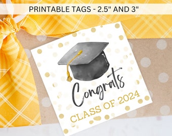 Graduation Cookie Tag Printable, Class of 2024 Congrats Downloadable Cookie Label, Congratulations Gift Tag, Instant Digital Download